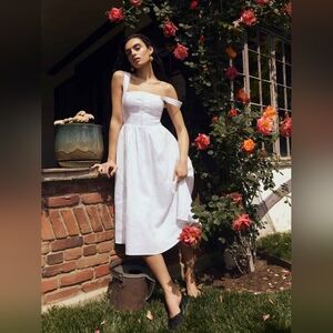 NWT Reformation Linen White Midi Dress